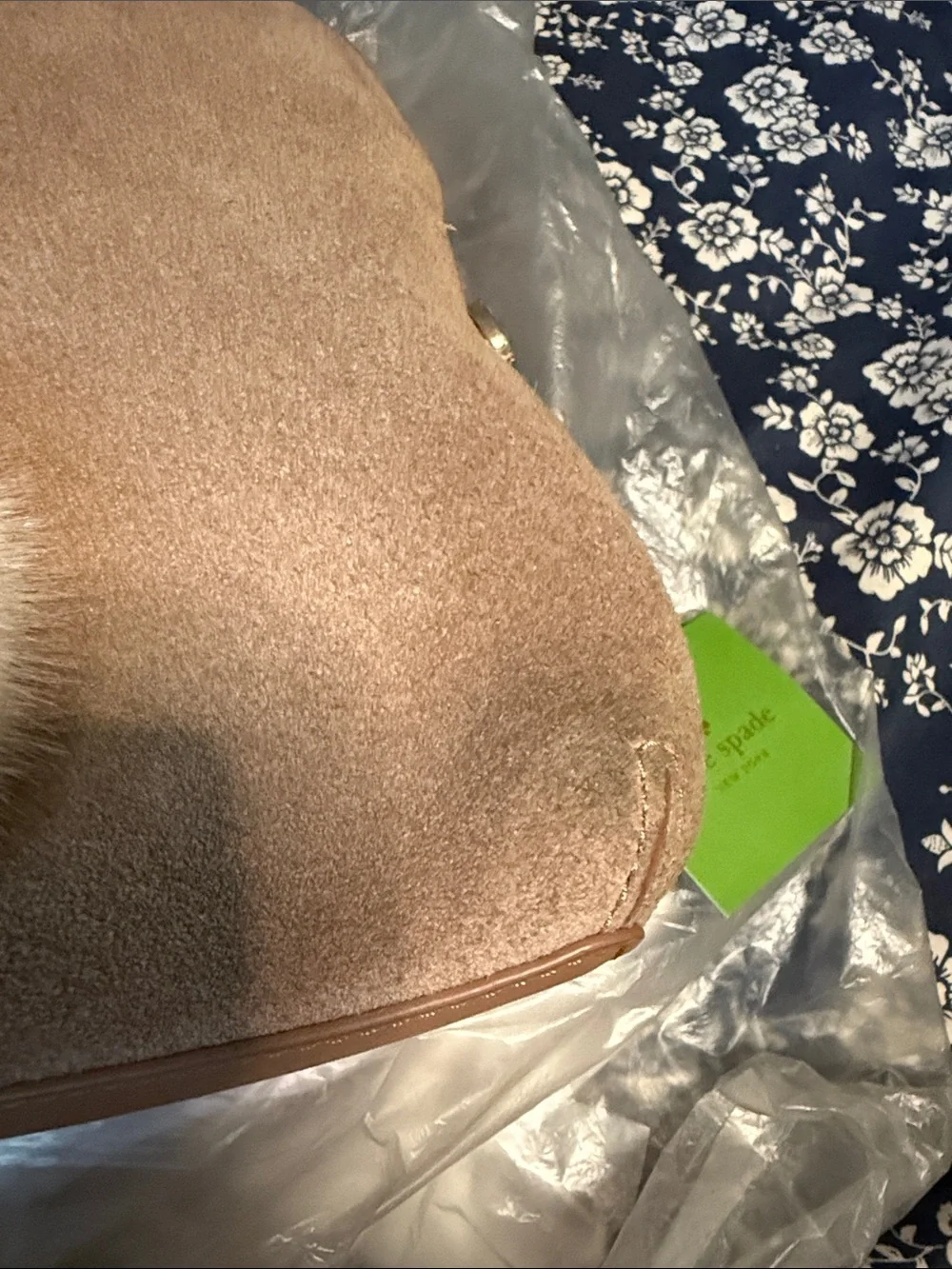 kate spade beige suede bunny-ear backpack